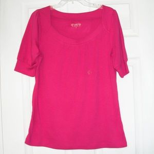 New! Cato Women's Basic Pink Wide Neck Top - Large